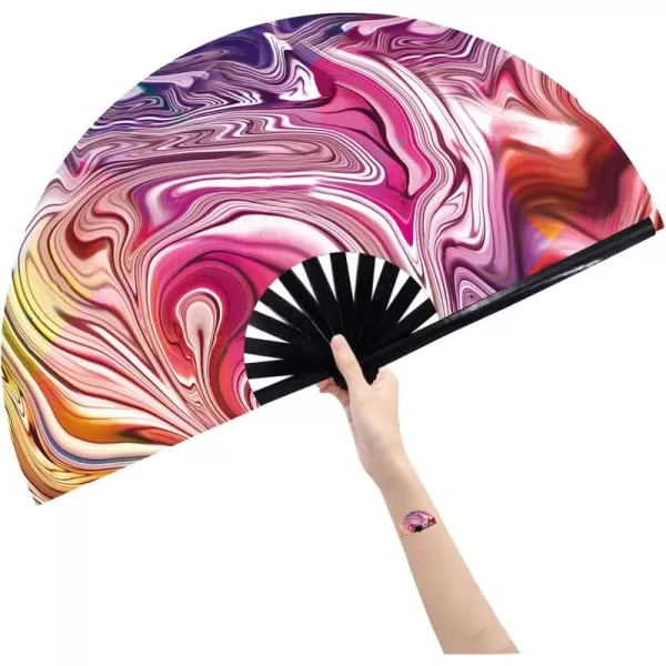 Amajiji Large Folding Fan ChineaseJapanese Bamboo and NylonCloth Folding Hand Fan Hand Folding Fans for WomenMen Hand Fan Festival Fan Gift Fan Folding Fan Dance Fan Chiba ightSunset ream