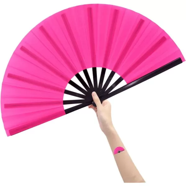 Amajiji Large Folding Fan ChineaseJapanese Folding NylonCloth Hand Fan Women Hand Folding Fans Hand Fan Gift fan Craft fan Folding Fan Dance FanPink