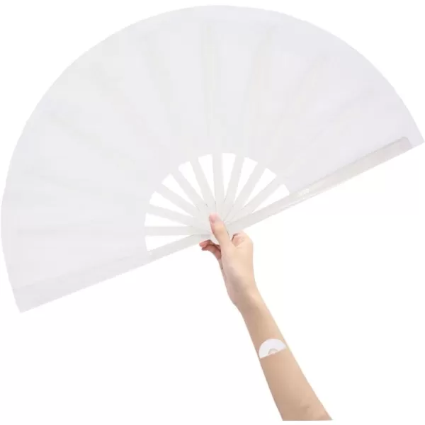Amajiji Large Folding Fan ChineaseJapanese Folding NylonCloth Hand Fan Women Hand Folding Fans Hand Fan Gift fan Craft fan Folding Fan Dance FanWhite