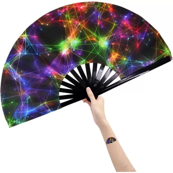 Amajiji Large Folding Fans Rave Festival Accessories for WomenMen ChineaseJapanese Bamboo and NylonCloth Perform Fan Hand Fan Gift Fan Craft Fan Dance Fan AM2Am5