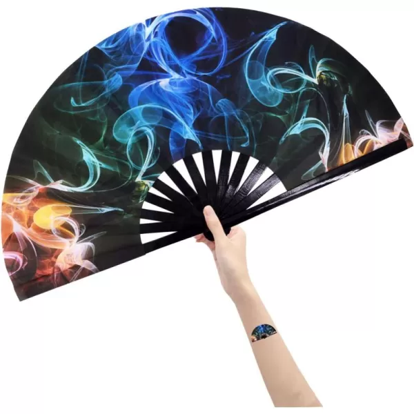 Amajiji Large Folding Fans Rave Festival Accessories for WomenMen ChineaseJapanese Bamboo and NylonCloth Perform Fan Hand Fan Gift Fan Craft Fan Dance Fan AM2Am2