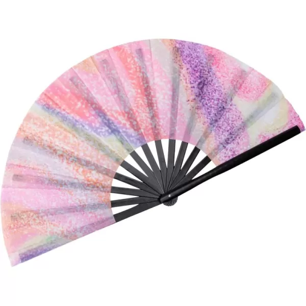 Amajiji Large Folding Hand Rave Fan for WomenMen ChineaseJapanese Bamboo and NylonCloth Folding Hand Fan Hand Fan Festival Fan Gift Fan Craft Fan Folding Fan Dance FanPsychedelic Neon