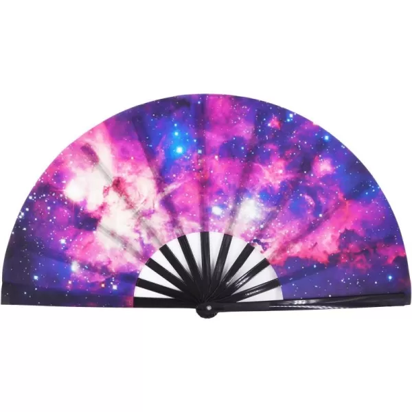 Amajiji Large Galaxy Folding Fan ChineaseJapanese Folding NylonCloth Hand Fan Hand Folding Fans for WomenMen Hand Fan Festival Gift Fan Craft fan Folding Fan Dance Fan AM5Am2