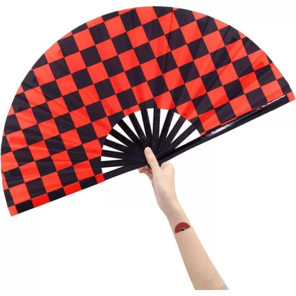 Amajiji Large Hand Folding Fans 13 Inch Bamboo Rave Festival Folding Fan for Women and Men Loud Clack Fan for Decoration Festival Gift Performance Party Dance otateSquare