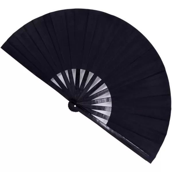 Amajiji Large Rave Folding Hand Fan for MenWomen Chinese Japanese Kung Fu Tai Chi Handheld Fan Performance Fan Festival Gift Fan Craft Fan Folding Fan Dance Fan BlackBlack