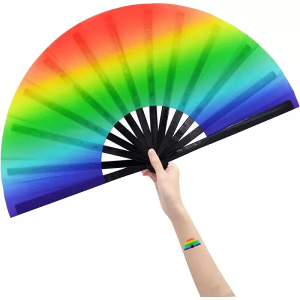 Amajiji Rave Festival Accessories Large Folding Hand Fan for Women Men ChineaseJapanese Handheld Fan Bamboo Fan Dance Fan Gift Fan Craft Fan AuroraSunrise