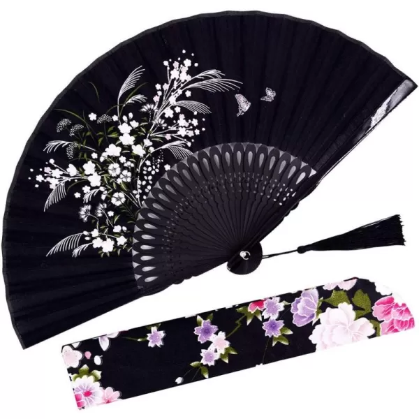 Amajiji Small Folding Hand Fan 827quot21cm Chinese Japanese Vintage Bamboo Silk Fans for Party Wedding Dancing Decoration Gift Performance 004