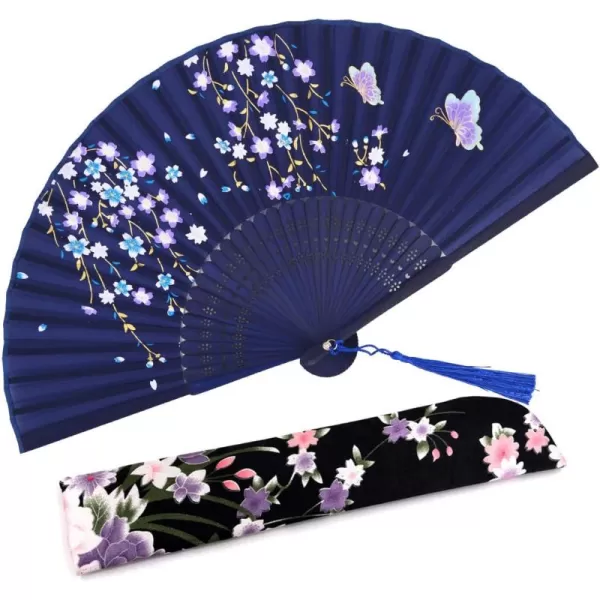 Amajiji Small Folding Hand Fan for Women Chinese Japanese Vintage Style Bamboo Silk Fans for Party Wedding Dancing Decoration Gift Performance AM13Am18