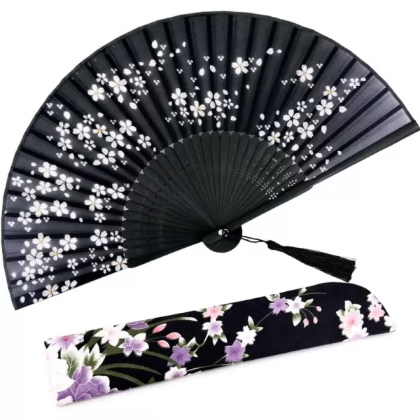 Amajiji Small Folding Hand Fan for Women Chinese Japanese Vintage Style Bamboo Silk Fans for Party Wedding Dancing Decoration Gift Performance AM13Am11
