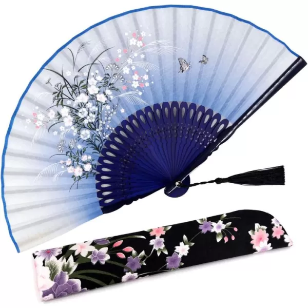 Amajiji Small Folding Hand Fan for Women Chinese Japanese Vintage Style Bamboo Silk Fans for Party Wedding Dancing Decoration Gift Performance AM13Am32