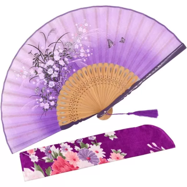Amajiji Small Folding Hand Fan for Women Chinese Japanese Vintage Style Bamboo Silk Fans for Party Wedding Dancing Decoration Gift Performance AM13Am33