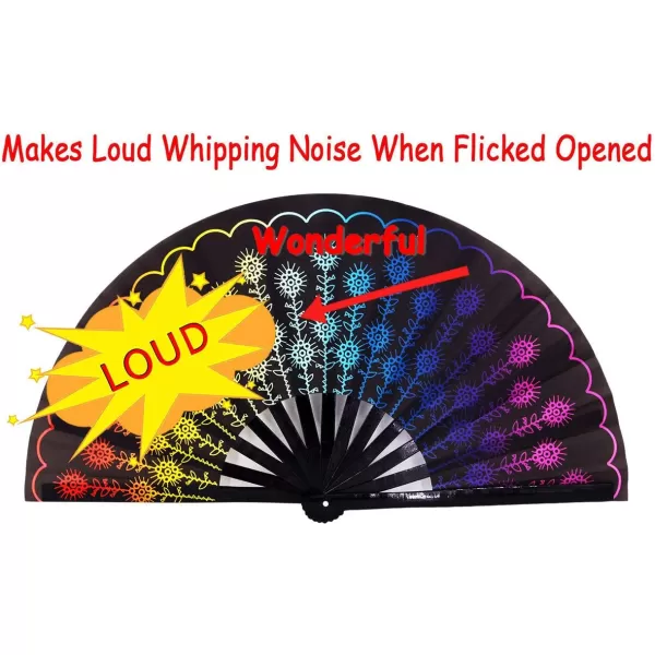 Amajiji Large Folding Hand Rave Fan for WomenMen ChineaseJapanese Bamboo and NylonCloth Hand held Folding Fan Hand Fan Festival Fan Gift Fan Craft Fan Folding Fan Dance Fan CarnivalColorful Peacock