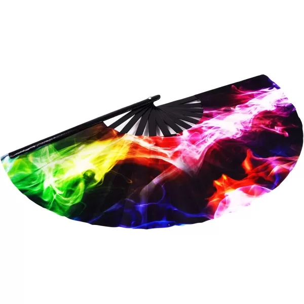 Amajiji Large Folding Hand Rave Fan for WomenMen ChineaseJapanese Bamboo and NylonCloth Hand held Folding Fan Hand Fan Festival Fan Gift Fan Craft Fan Folding Fan Dance Fan Colorful PeacockCarnival
