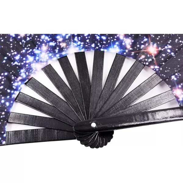 Amajiji Large Folding Hand Rave Fan for WomenMen ChineaseJapanese Bamboo and NylonCloth Hand held Folding Fan Hand Fan Festival Fan Gift Fan Craft Fan Folding Fan Dance Fan Colorful PeacockStarry Night Sky