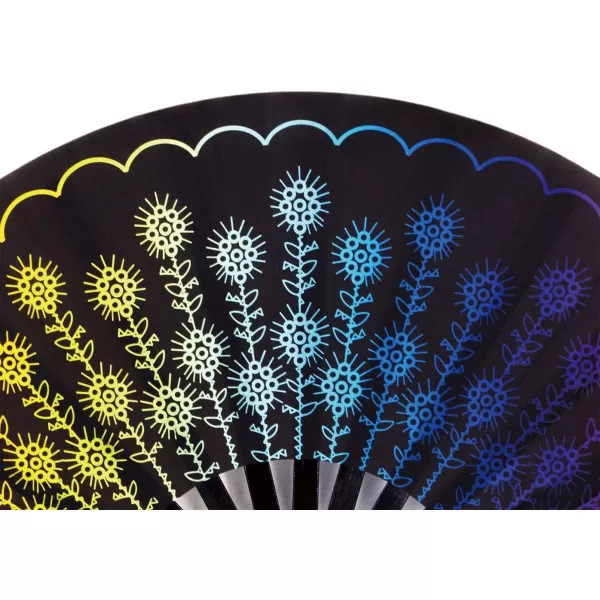 Amajiji Large Folding Hand Rave Fan for WomenMen ChineaseJapanese Bamboo and NylonCloth Hand held Folding Fan Hand Fan Festival Fan Gift Fan Craft Fan Folding Fan Dance Fan CarnivalColorful Peacock