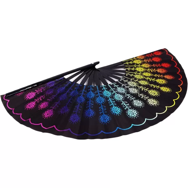 Amajiji Large Folding Hand Rave Fan for WomenMen ChineaseJapanese Bamboo and NylonCloth Hand held Folding Fan Hand Fan Festival Fan Gift Fan Craft Fan Folding Fan Dance Fan CarnivalColorful Peacock