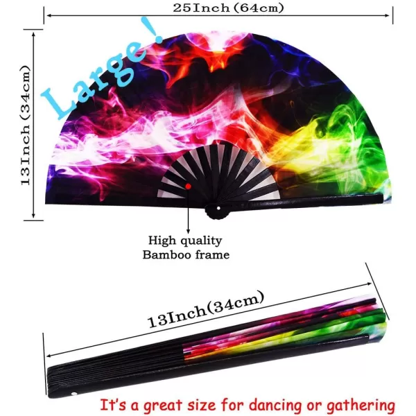 Amajiji Large Folding Hand Rave Fan for WomenMen ChineaseJapanese Bamboo and NylonCloth Hand held Folding Fan Hand Fan Festival Fan Gift Fan Craft Fan Folding Fan Dance Fan Colorful PeacockCarnival
