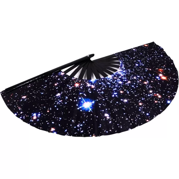 Amajiji Large Folding Hand Rave Fan for WomenMen ChineaseJapanese Bamboo and NylonCloth Hand held Folding Fan Hand Fan Festival Fan Gift Fan Craft Fan Folding Fan Dance Fan Colorful PeacockStarry Night Sky