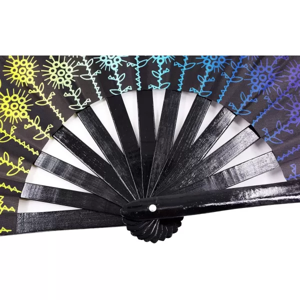 Amajiji Large Folding Hand Rave Fan for WomenMen ChineaseJapanese Bamboo and NylonCloth Hand held Folding Fan Hand Fan Festival Fan Gift Fan Craft Fan Folding Fan Dance Fan CarnivalColorful Peacock