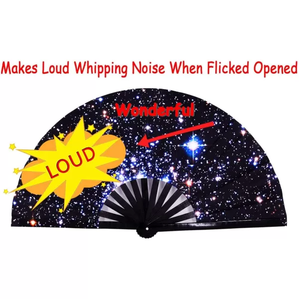 Amajiji Large Folding Hand Rave Fan for WomenMen ChineaseJapanese Bamboo and NylonCloth Hand held Folding Fan Hand Fan Festival Fan Gift Fan Craft Fan Folding Fan Dance Fan Colorful PeacockStarry Night Sky