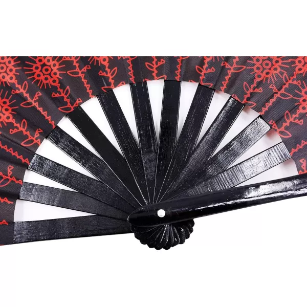 Amajiji Large Folding Hand Rave Fan for WomenMen ChineaseJapanese Bamboo and NylonCloth Hand held Folding Fan Hand Fan Festival Fan Gift Fan Craft Fan Folding Fan Dance Fan Colorful PeacockRed Peacock