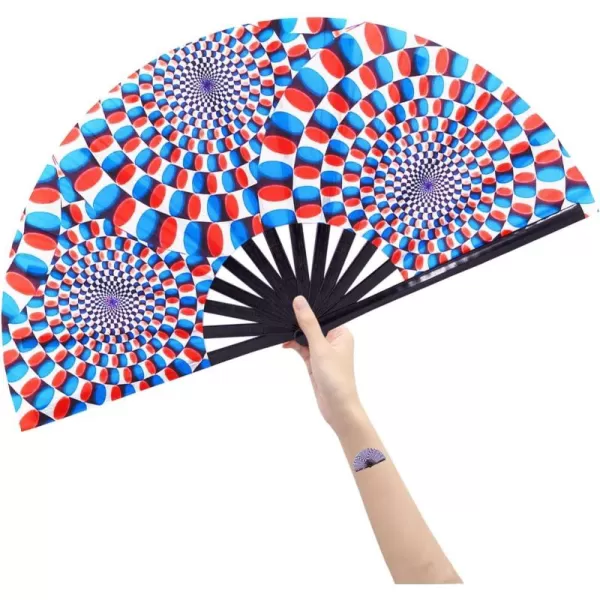 Amajiji Large Hand Folding Fans 13 Inch Bamboo Rave Festival Folding Fan for Women and Men Loud Clack Fan for Decoration Festival Gift Performance Party Dance Roseotate