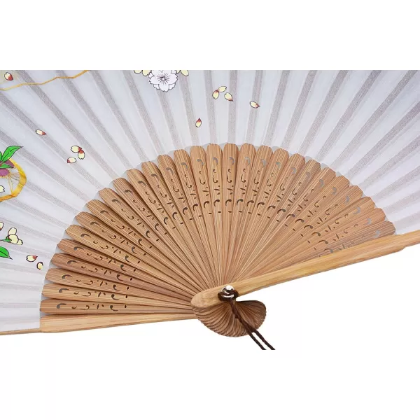 Amajiji Chinese Japanese Folding Hand Fan for womenVintage Retro Style 827quot 21CM Bamboo Wood Silk Hand Fans CL04Cl04