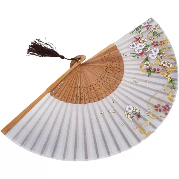Amajiji Chinese Japanese Folding Hand Fan for womenVintage Retro Style 827quot 21CM Bamboo Wood Silk Hand Fans CL04Cl04