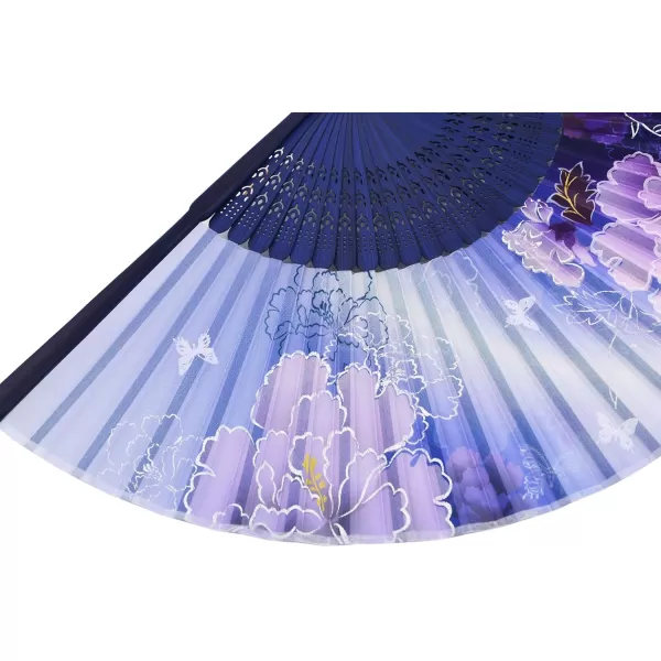 Amajiji Chinese Japanese Folding Hand Fan for womenVintage Retro Style 827quot 21CM Bamboo Wood Silk Hand Fans CL04Purple