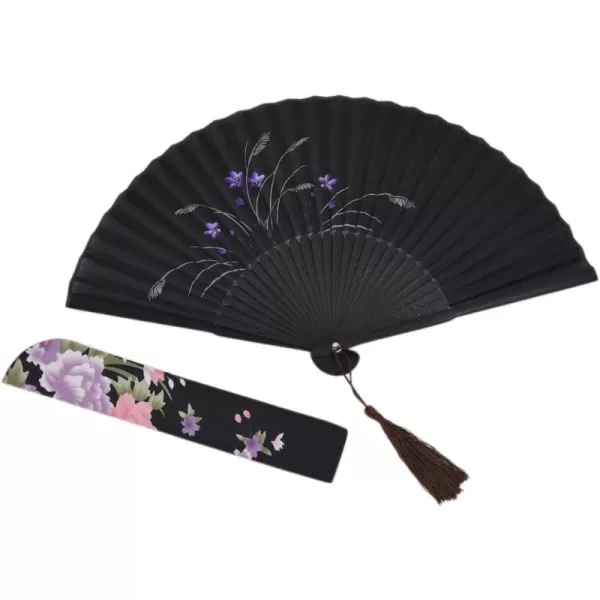 Amajiji Chinese Japanese Folding Hand Fan for womenVintage Retro Style 827quot 21CM Bamboo Wood Silk Hand Fans CL04Cl08
