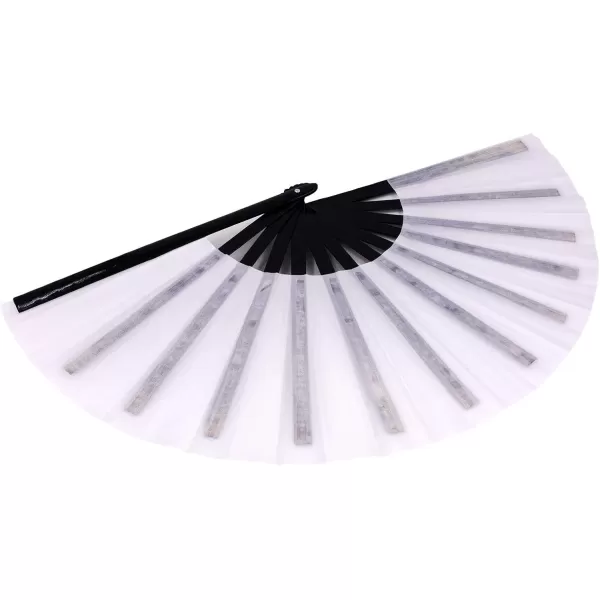 Amajiji Large Folding Hand Rave Fan for WomenMen ChineaseJapanese Bamboo and NylonCloth Folding Hand Fan for Performance Festival Events Gift Craft Dance Decorations BlackWhite1