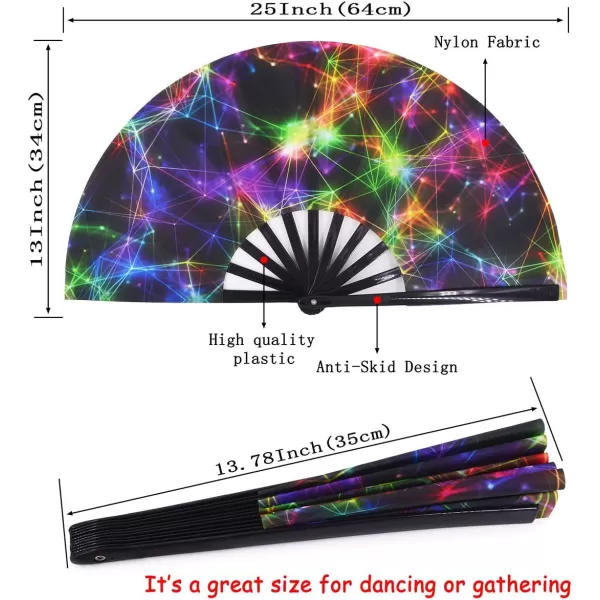 Amajiji Large Galaxy Folding Fan ChineaseJapanese Folding NylonCloth Hand Fan Hand Folding Fans for WomenMen Hand Fan Festival Gift Fan Craft fan Folding Fan Dance Fan AM5Am1