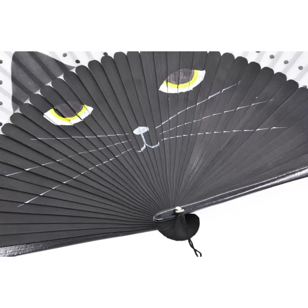Amajiji Women Lovely Black Cat Folding Silk Fan Handheld Fan for Wedding Dancing Church Party Gifts Black