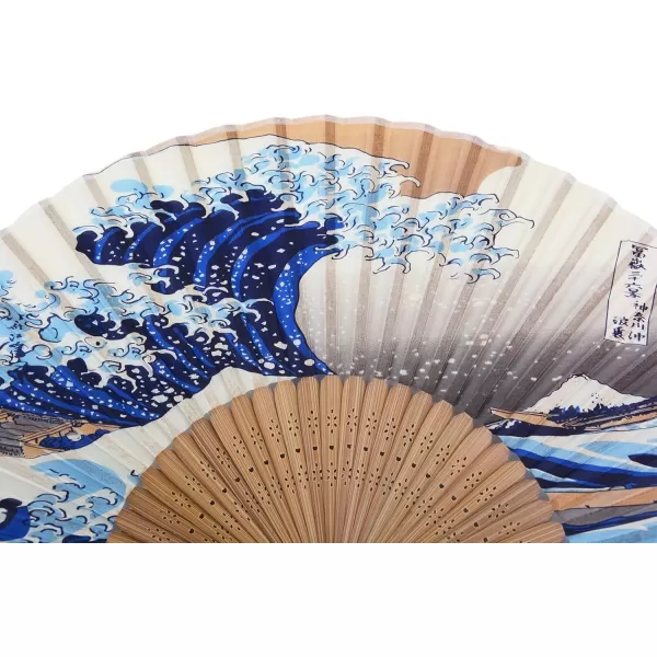 Amajiji quotSea Waves 827quot21cm ChineaseJapanese Hand Held Silk Folding Fan with Bamboo FrameHollow Carve Patterns Bamboo Frame Women Hand Folding Fans Hand Fan Gift fan Folding Fan Sea Waves