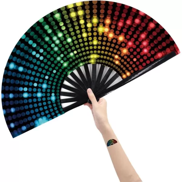 Amajiji Large Folding Hand Rave Fan for WomenMen ChineaseJapanese Bamboo and NylonCloth Folding Hand Fan Hand Fan Festival Fan Gift Fan Craft Fan Folding Fan Dance FanDj Lighting
