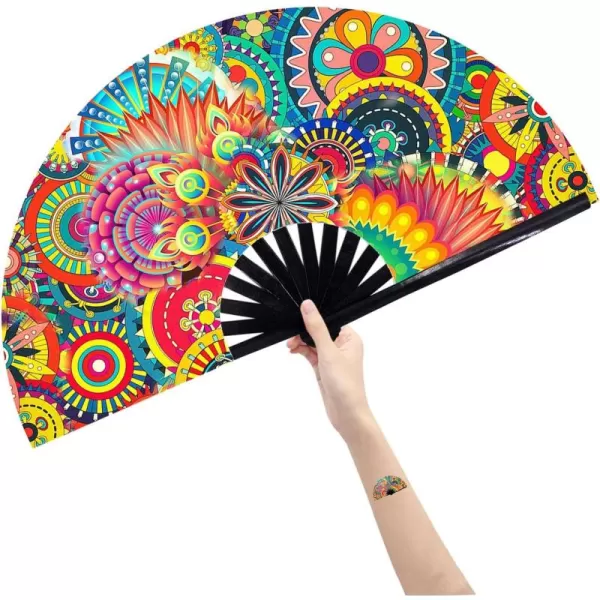 Amajiji Large Folding Hand Rave Fan for WomenMen ChineaseJapanese Bamboo and NylonCloth Folding Hand Fan Hand Fan Festival Fan Gift Fan Craft Fan Folding Fan Dance FanDream lower