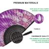 imageAmajiji 827quot21cm Hand Held Bamboo Silk Folding Fan Hand FanChineseJapanese Charming Elegant Vintage Retro StyleWomen Ladys Girls Best Gifts Black ButterflyPurple Butterfly