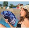 imageAmajiji 827quot21cm Hand Held Bamboo Silk Folding Fan Hand FanChineseJapanese Charming Elegant Vintage Retro StyleWomen Ladys Girls Best Gifts Black ButterflyBlue Butterfly