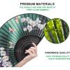 imageAmajiji 827quot21cm Hand Held Bamboo Silk Folding Fan Hand FanChineseJapanese Charming Elegant Vintage Retro StyleWomen Ladys Girls Best Gifts Black ButterflyGreen Orchid