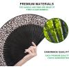 imageAmajiji 827quot21cm Hand Held Bamboo Silk Folding Fan Hand FanChineseJapanese Charming Elegant Vintage Retro StyleWomen Ladys Girls Best Gifts Black ButterflySexy Black  Leopard Print