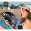 imageAmajiji 827quot21cm Hand Held Bamboo Silk Folding Fan Hand FanChineseJapanese Charming Elegant Vintage Retro StyleWomen Ladys Girls Best Gifts Black ButterflyBlack Redbud