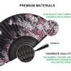 imageAmajiji 827quot21cm Hand Held Bamboo Silk Folding Fan Hand FanChineseJapanese Charming Elegant Vintage Retro StyleWomen Ladys Girls Best Gifts Black ButterflyBlack Butterfly