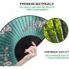 imageAmajiji 827quot21cm Hand Held Bamboo Silk Folding Fan Hand FanChineseJapanese Charming Elegant Vintage Retro StyleWomen Ladys Girls Best Gifts Black ButterflyGreen Redbud