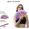 imageAmajiji 827quot21cm Hand Held Bamboo Silk Folding Fan Hand FanChineseJapanese Charming Elegant Vintage Retro StyleWomen Ladys Girls Best Gifts Black ButterflyPurple Grassflower