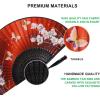 imageAmajiji 827quot21cm Hand Held Bamboo Silk Folding Fan Hand FanChineseJapanese Charming Elegant Vintage Retro StyleWomen Ladys Girls Best Gifts Black ButterflyRed Orchid