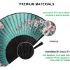 imageAmajiji 827quot21cm Hand Held Bamboo Silk Folding Fan Hand FanChineseJapanese Charming Elegant Vintage Retro StyleWomen Ladys Girls Best Gifts Black ButterflyGreen Redbud