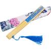 imageAmajiji 827quot21cm Hand Held Bamboo Silk Folding Fan Hand FanChineseJapanese Charming Elegant Vintage Retro StyleWomen Ladys Girls Best Gifts Black ButterflySkyblue