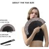 imageAmajiji 827quot21cm Hand Held Bamboo Silk Folding Fan Hand FanChineseJapanese Charming Elegant Vintage Retro StyleWomen Ladys Girls Best Gifts Black ButterflySexy Black  Leopard Print