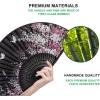 imageAmajiji 827quot21cm Hand Held Bamboo Silk Folding Fan Hand FanChineseJapanese Charming Elegant Vintage Retro StyleWomen Ladys Girls Best Gifts Black ButterflyBlack Butterfly