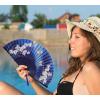 imageAmajiji 827quot21cm Hand Held Bamboo Silk Folding Fan Hand FanChineseJapanese Charming Elegant Vintage Retro StyleWomen Ladys Girls Best Gifts Black ButterflyBlue Orchid